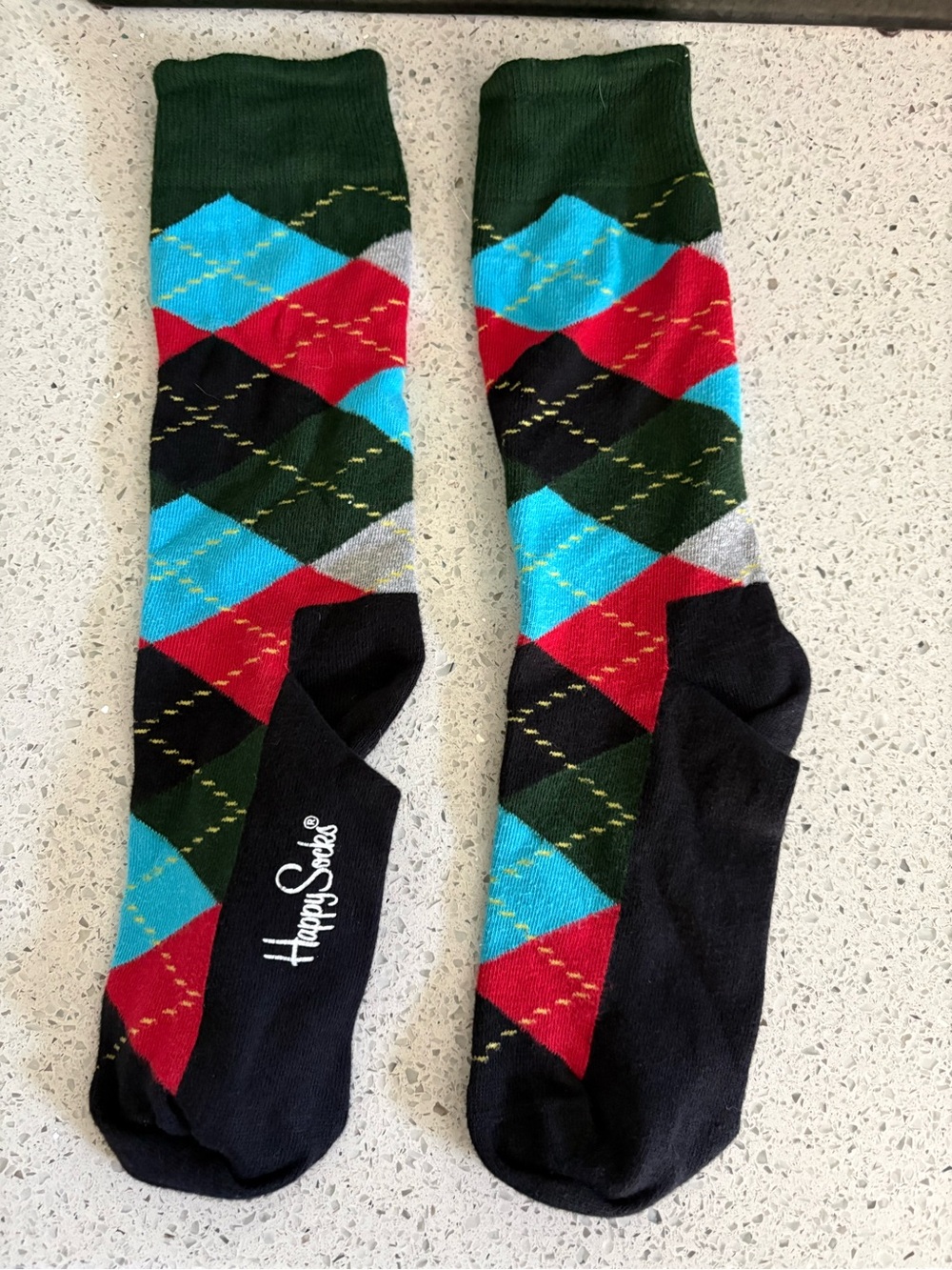 Happy Socks Argyle Crew Socks - Green, Red, Blue, Black